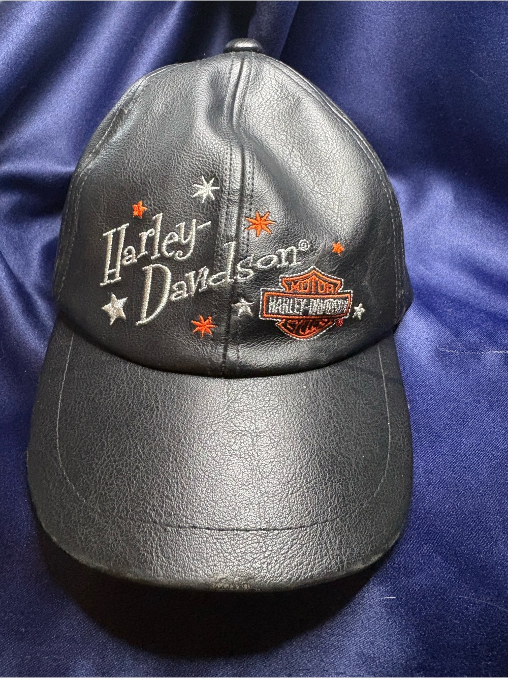 Harley-Davidson Black Hat Cap with Orange & White Embroidery Women's